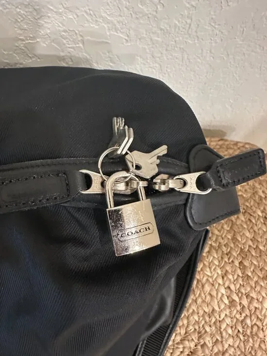 Vintage Coach Travel Collection Black Nylon & Leather Weekender Duffel Bag 5497 - Picture 7 of 9